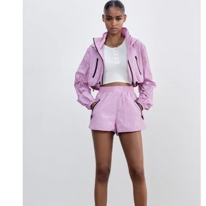 COPY - Cropped raincoat with zipper with zipper pink small zara
